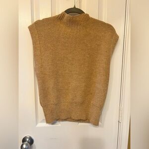 Mimosa Tan Sleeveless Knit Sweater, Size Small